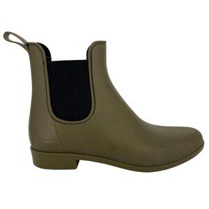 J. Crew Chelsea Waterproof Rain Boots Slip On Ankle Olive Green Womens Size 8